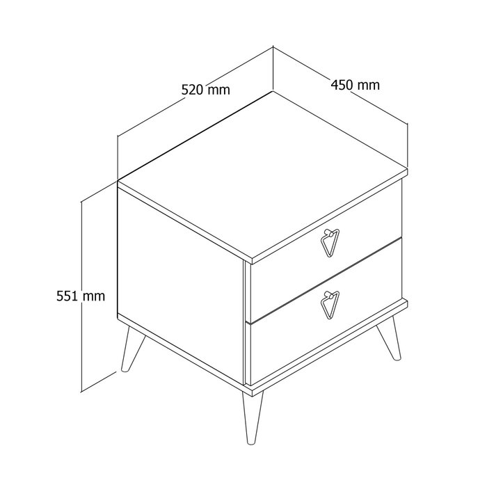 Hanah Home Versa-Ce 3636 Mesilla de Noche Roble y Blanco